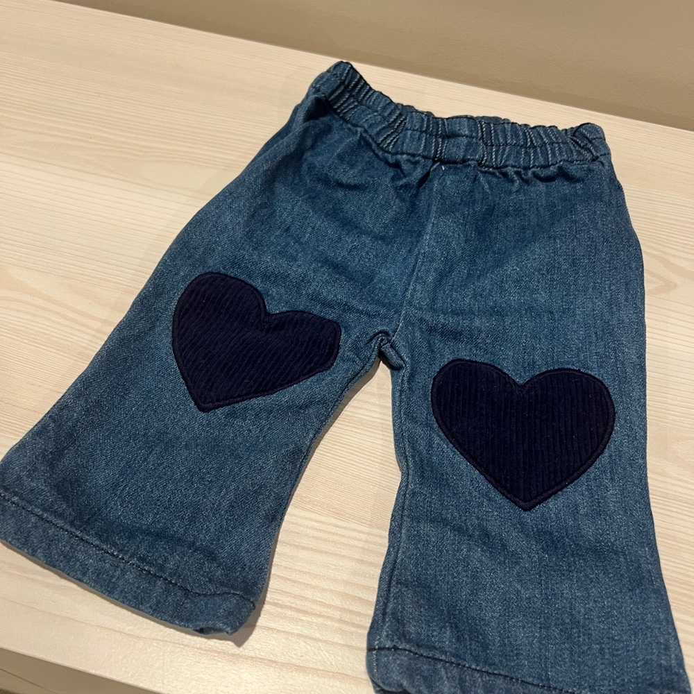 Louise Louise Baby Girl Denim Heart Patch Pants